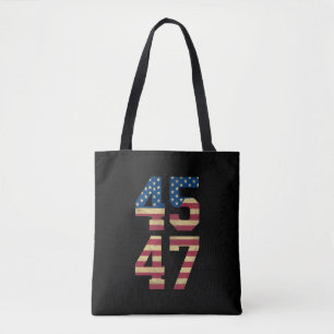 Trump 2024 45 47 -Amerikaanse vlag Retro 4547 Tote Bag