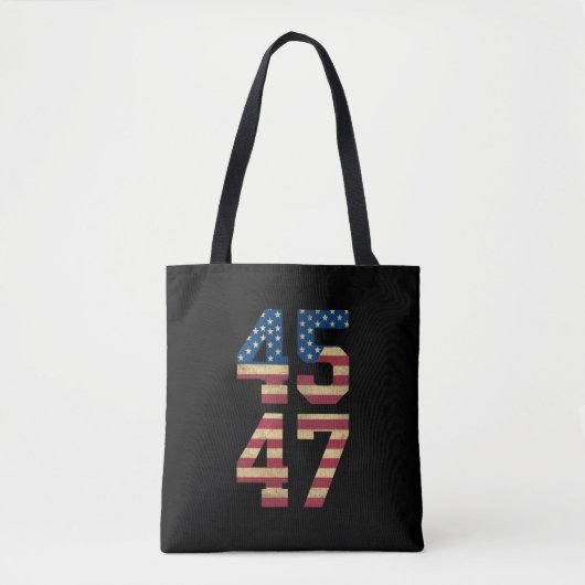 Trump 2024 45 47 -Amerikaanse vlag Retro 4547 Tote Bag (Voorkant)