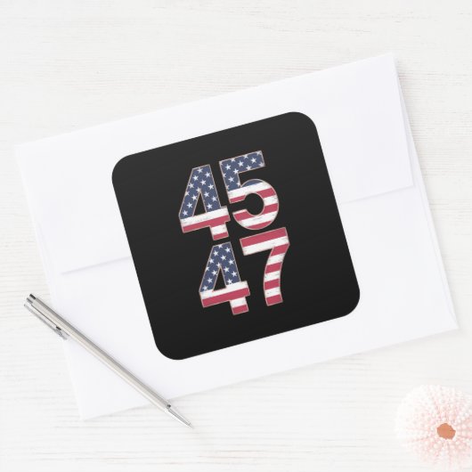 Trump 2024 45 47  vierkante sticker (Envelop)