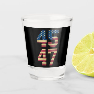 Trump 2024 45 47 Vintage Amerikaanse Vlag Retro 45 Shot Glas