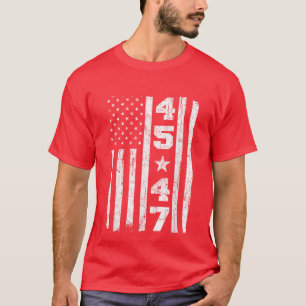 Trump 2024 45 47 Vintage Amerikaanse Vlag Retro 45 T-shirt