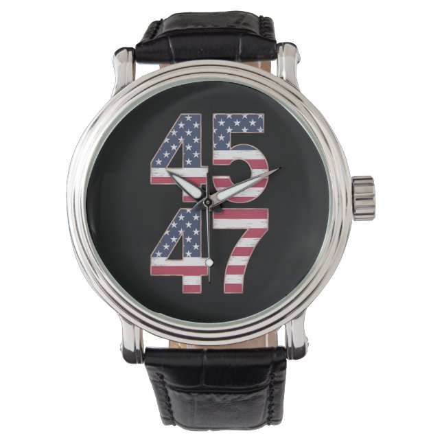 Trump 2024 45 47 Vintage Horloge (Voorkant)