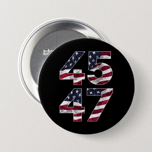 Trump 2024 45 47  VS Ronde Button 7,6 Cm (Voorkant /achterkant)