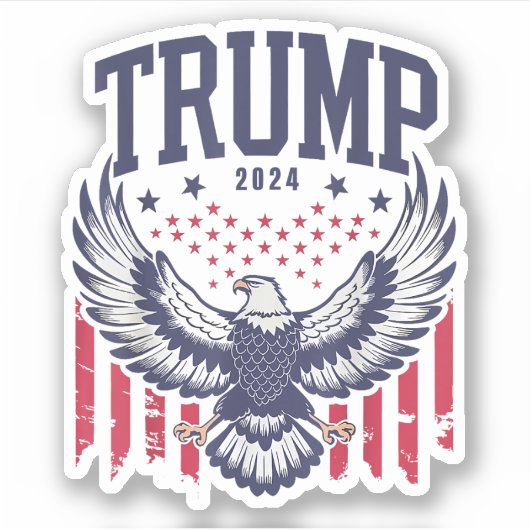 Trump 2024 America Bald Eagle Pro Trump Sticker (Voorkant)