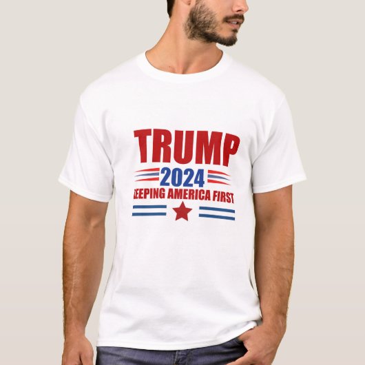 Trump 2024: Amerika voorop houden T-shirt (Voorkant)