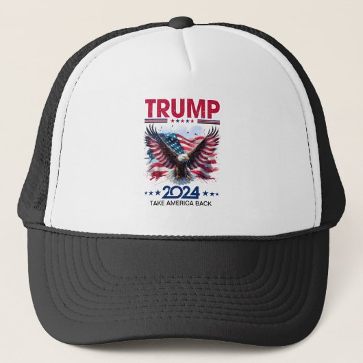Trump 2024 Amerikaanse adelaar Trucker Pet (Voorkant)