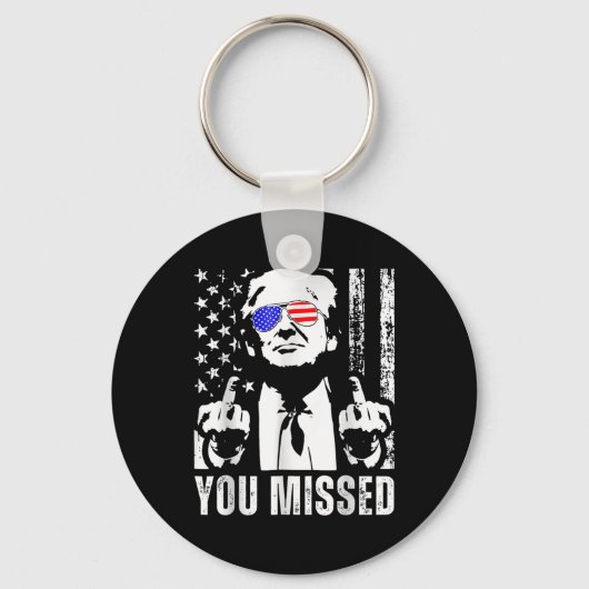 Trump 2024 Amerikaanse vlag grappig gemist Sleutelhanger (Voorkant)