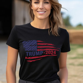 Trump 2024 Amerikaanse vlag Grunge T-shirt