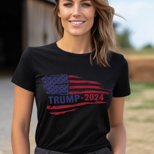 Trump 2024 Amerikaanse vlag Grunge T-shirt