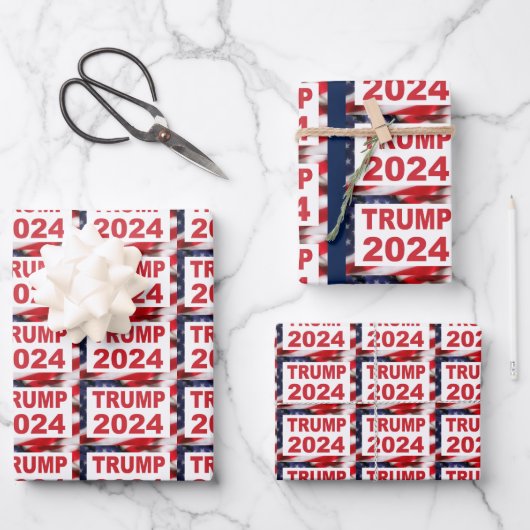 Trump 2024 Amerikaanse vlag Inpakpapier Vel (Voorkant)