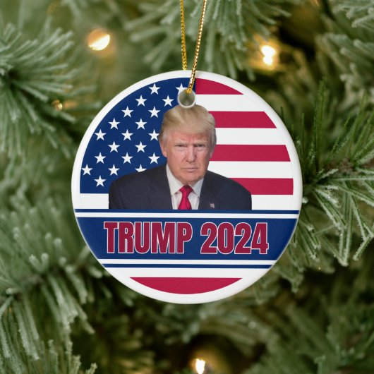 Trump 2024 Amerikaanse vlag Keramisch Ornament (Boom)