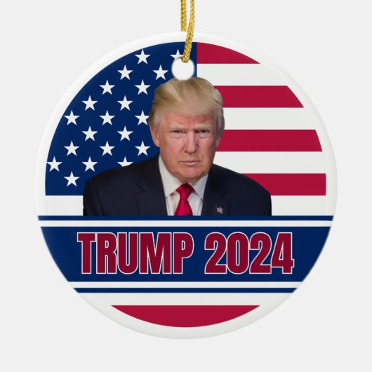 Trump 2024 Amerikaanse vlag Keramisch Ornament (Voorkant)