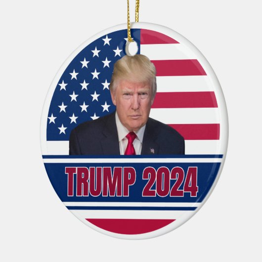 Trump 2024 Amerikaanse vlag Keramisch Ornament (Links)