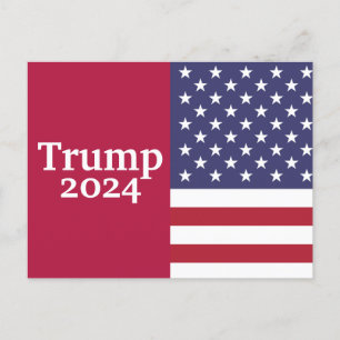 Trump 2024 Amerikaanse vlag op rood Briefkaart