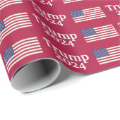 Trump 2024 Amerikaanse vlag op rood Cadeaupapier (Rol Hoek)