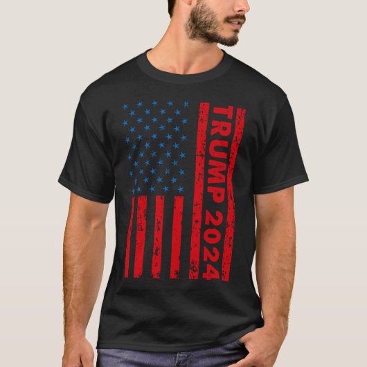 Trump 2024 Amerikaanse vlag Pro anti Biden T-shirt (Voorkant)