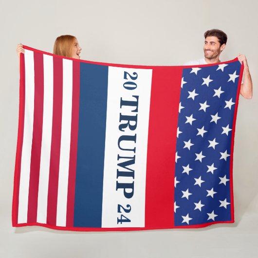 Trump 2024 Amerikaanse vlag rood wit en blauw Fleece Deken (In situ)
