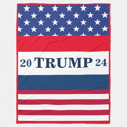 Trump 2024 Amerikaanse vlag rood wit en blauw Fleece Deken (Voorkant)