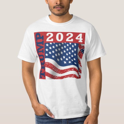 Trump 2024 Amerikaanse vlag T-shirt (Voorkant)