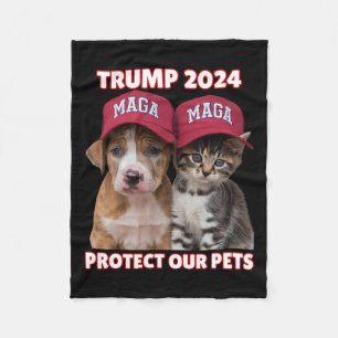 Trump 2024 Bescherm onze huisdieren Grappig Eet on Fleece Deken