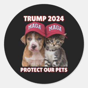 Trump 2024 Bescherm onze huisdieren Grappig Eet on Ronde Sticker