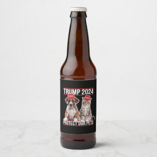 Trump 2024 Bescherm onze huisdieren Katten Honden  Bier Etiket
