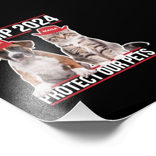 Trump 2024 Bescherm onze huisdieren Katten Honden  Foto Afdruk (Hoek)