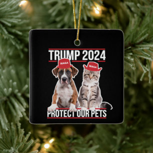 Trump 2024 Bescherm onze huisdieren Katten Honden  Keramisch Ornament
