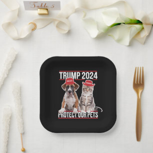 Trump 2024 Bescherm onze huisdieren Katten Honden Papieren Bordje