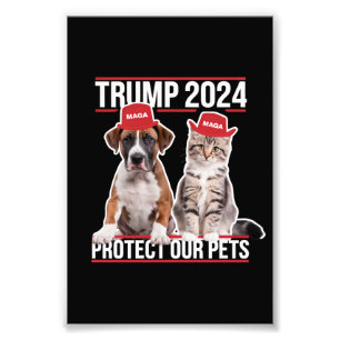 Trump 2024 Bescherm onze huisdieren Kattenhonden M Foto Afdruk
