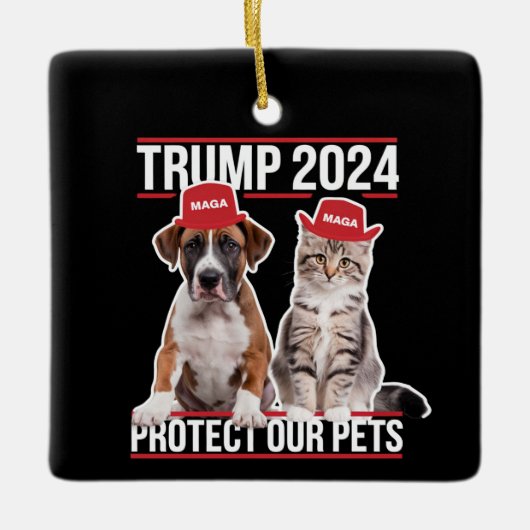 Trump 2024 Bescherm onze huisdieren Kattenhonden M Keramisch Ornament (Voorkant)