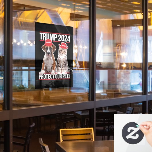 Trump 2024 Bescherm onze huisdieren Kattenhonden M Raamsticker (Restaurant Raam)