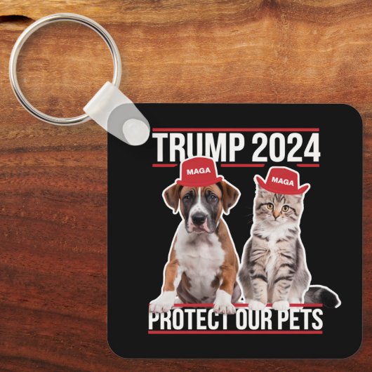 Trump 2024 Bescherm onze huisdieren Kattenhonden M Sleutelhanger (Voorkant)