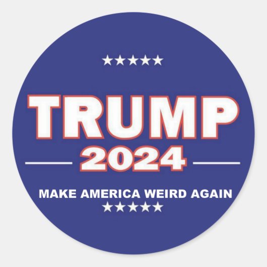 TRUMP 2024 BLAUW RONDE STICKER (Voorkant)
