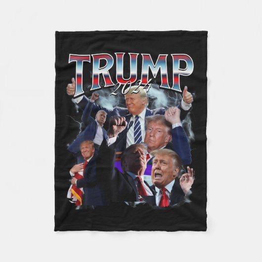 Trump 2024-campagne 90s Rap Trendy Bootleg Fleece Deken (Voorkant)