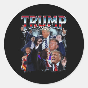 Trump 2024-campagne 90s Rap Trendy Bootleg Ronde Sticker