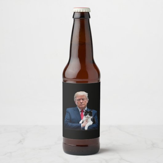 Trump 2024 Cat MAGA Funny Trump Cat Bier Etiket (Voorkant)
