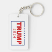 Trump 2024 Classic Rechthoek Logo Sleutelhanger (achterkant)