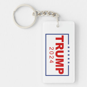Trump 2024 Classic Rechthoek Logo Sleutelhanger