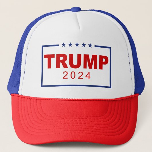 Trump 2024 Classic Rechthoek Logo Trucker Pet (Voorkant)