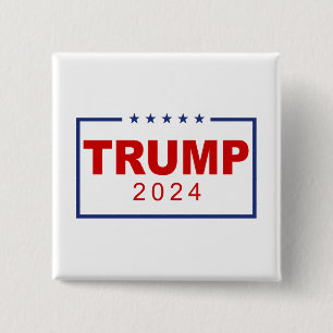 Trump 2024 Classic Rechthoek Logo Vierkante Button 5,1 Cm