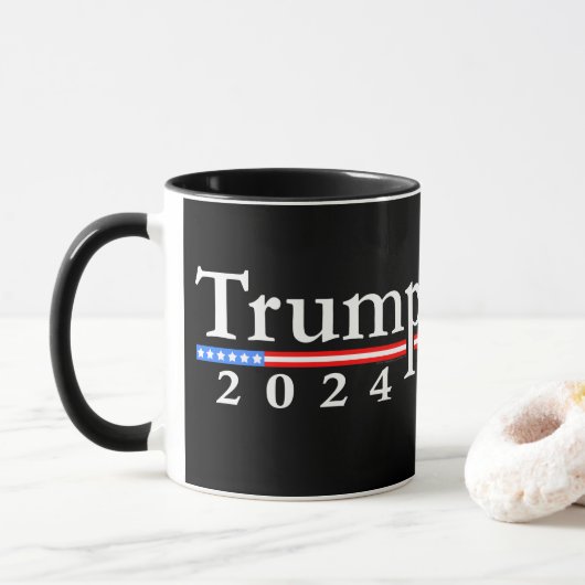 Trump 2024 Classic Zwart en Rood Mok (Met donut)