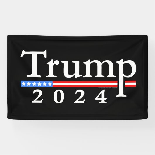 Trump 2024 Classic Zwart en Rood Spandoek (Horizontaal)