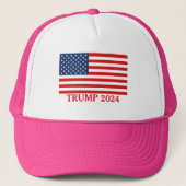 TRUMP 2024 Damesroze Trucker Hat Trucker Pet (Voorkant)