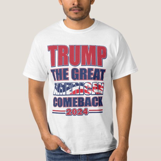 Trump 2024 De Grote Amerikaanse Comeback T-shirt (Voorkant)