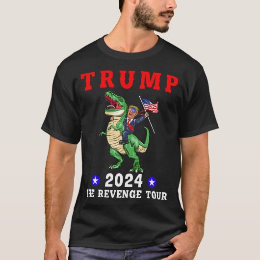 Trump 2024 De wraaktocht Rijden Dinosaurus T-shirt (Voorkant)