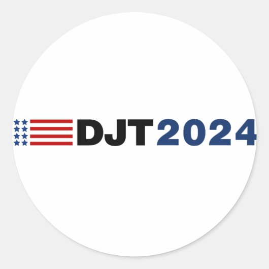 Trump 2024 DJT Ronde Sticker (Voorkant)