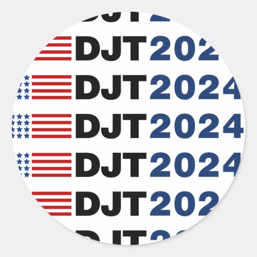 Trump 2024 DJT Ronde Sticker (Voorkant)