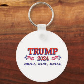 Trump 2024 Drill Baby boor Sleutelhanger (Achterkant)