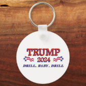 Trump 2024 Drill Baby boor Sleutelhanger (Voorkant)